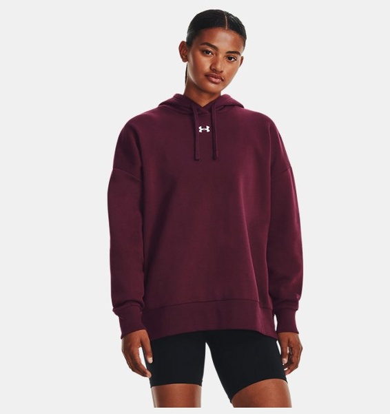 Bordo Kadın UA Rival Fleece Oversized Kapüşonlu Üst