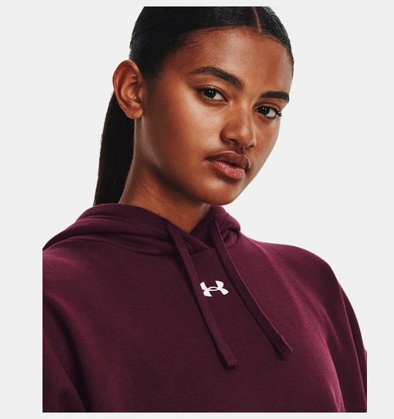 Bordo Kadın UA Rival Fleece Oversized Kapüşonlu Üst