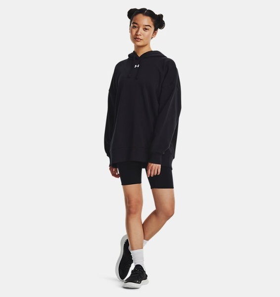 Siyah Kadın UA Rival Fleece Oversized Kapüşonlu Üst