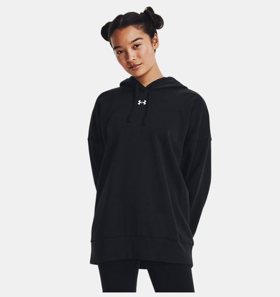 Siyah Kadın UA Rival Fleece Oversized Kapüşonlu Üst