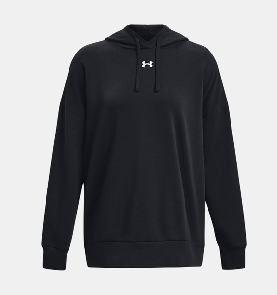 Siyah Kadın UA Rival Fleece Oversized Kapüşonlu Üst