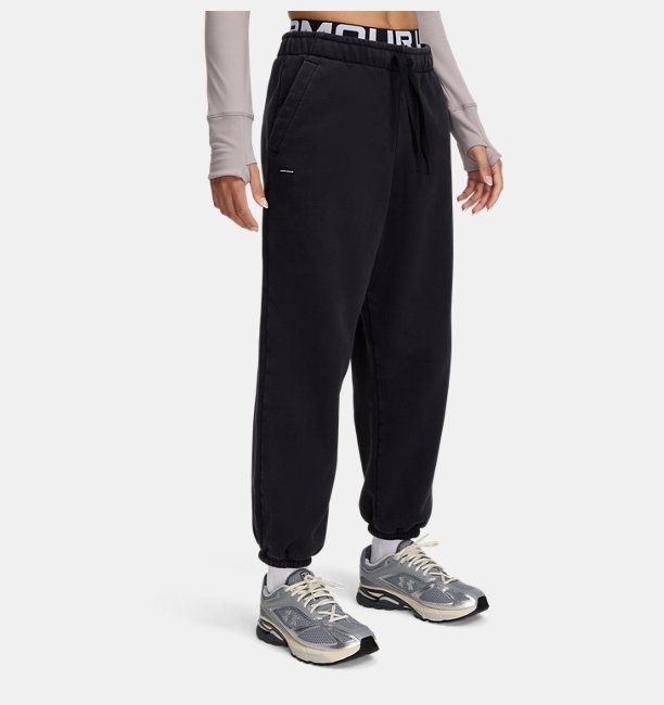 Kadın UA Icon Heavyweight Fleece Oversized Pantolon Siyah