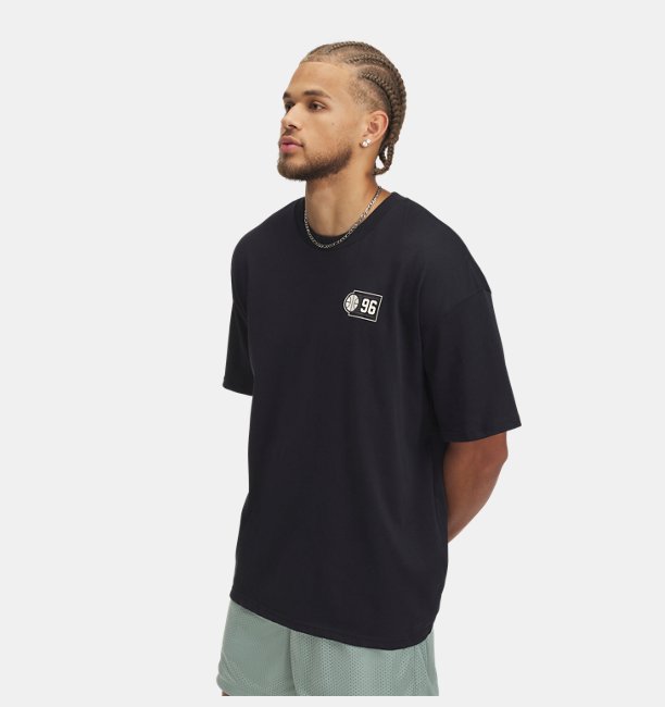 Erkek UA Heavyweight Hoops Courtside T-shirt Siyah