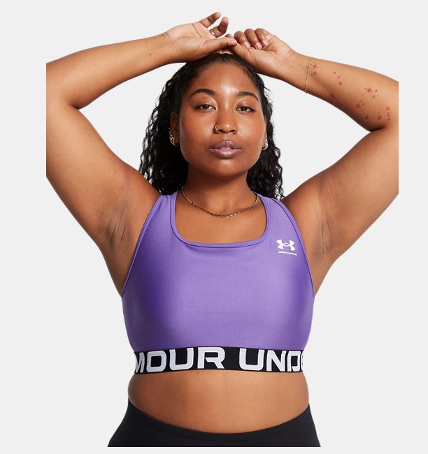 Kadın UA HG Mid Branded Spor Sütyeni Lila