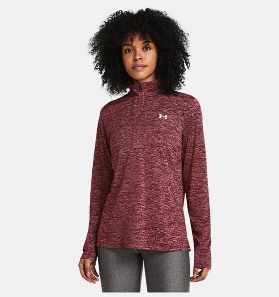 Bordo Kadın UA Tech 1/2 Fermuarlı- Twist Uzun Kollu T-shirt
