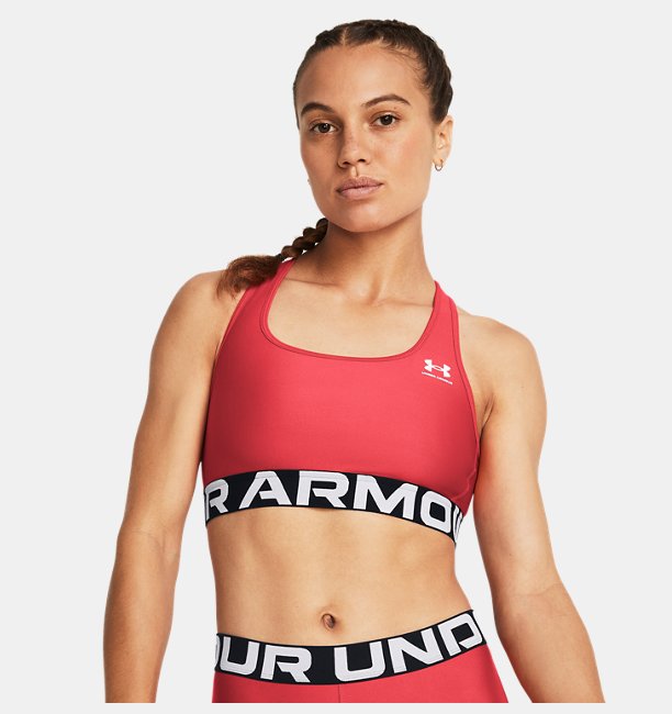 Kadın UA HG Mid Branded Spor Sütyeni Kırmızı