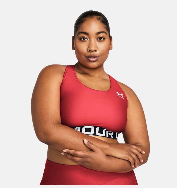 Kadın UA HG Mid Branded Spor Sütyeni Kırmızı