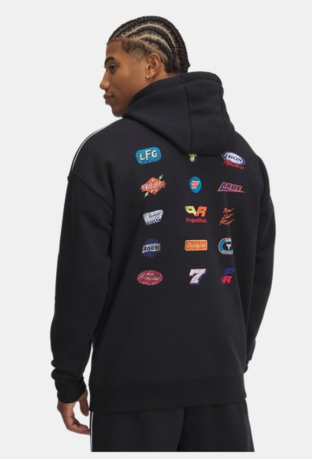 Erkek UA Project Rock Icon Fleece Kapüşonlu Sweatshirt Siyah