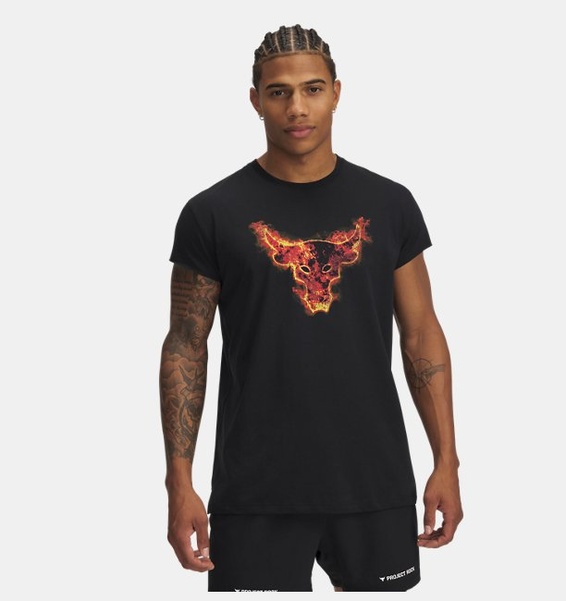 Siyah Erkek UA Project Rock Cap Sleeve T-shirt