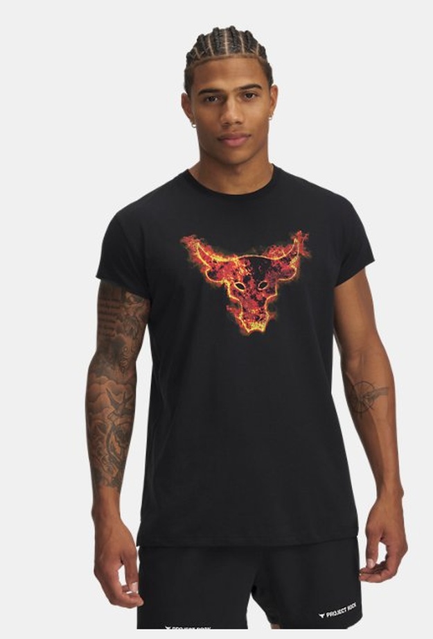 Erkek UA Project Rock Cap Sleeve T-shirt Siyah 197779477130