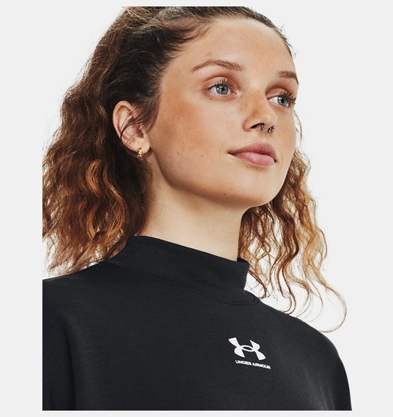 Siyah Kadın UA Rival Terry Mock Bisiklet Yaka