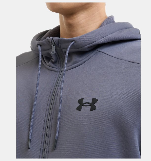 Erkek UA Armour Fleece Tam Fermuarlı Kapüşonlu Üst Gri