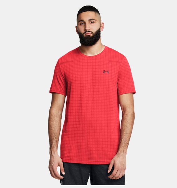 Kırmızı Erkek UA Vanish Dikişsiz Grid Kısa Kollu T-shirt