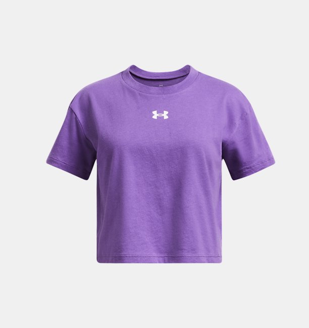 Çocuk UA Crop Sportswear Kısa Kollu T-shirt Lila