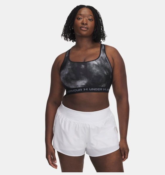 Siyah Kadın UA Crossback Mid Baskılı Spor Sütyeni