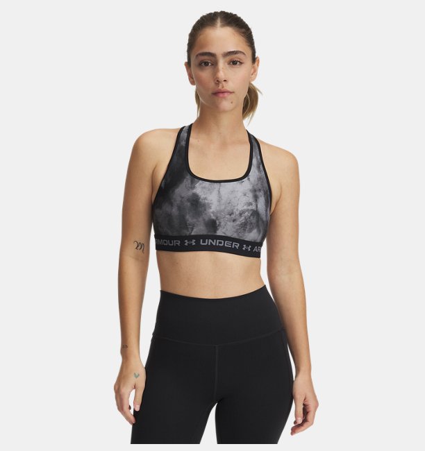 Kadın UA Crossback Mid Baskılı Spor Sütyeni Siyah