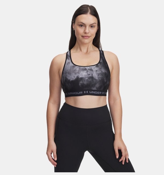 Siyah Kadın UA Crossback Mid Baskılı Spor Sütyeni