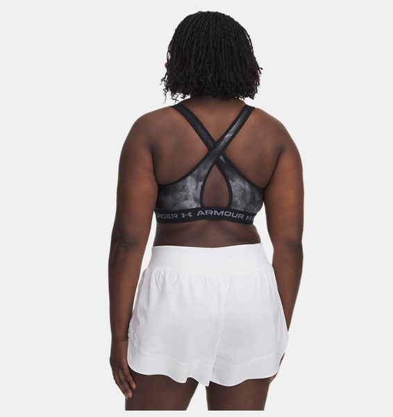 Siyah Kadın UA Crossback Mid Baskılı Spor Sütyeni