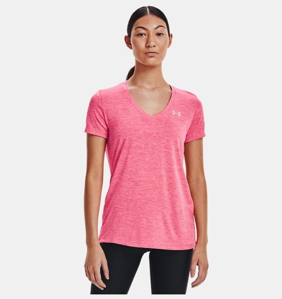 Pembe Kadın UA Tech™ Twist V-Yaka T-shirt