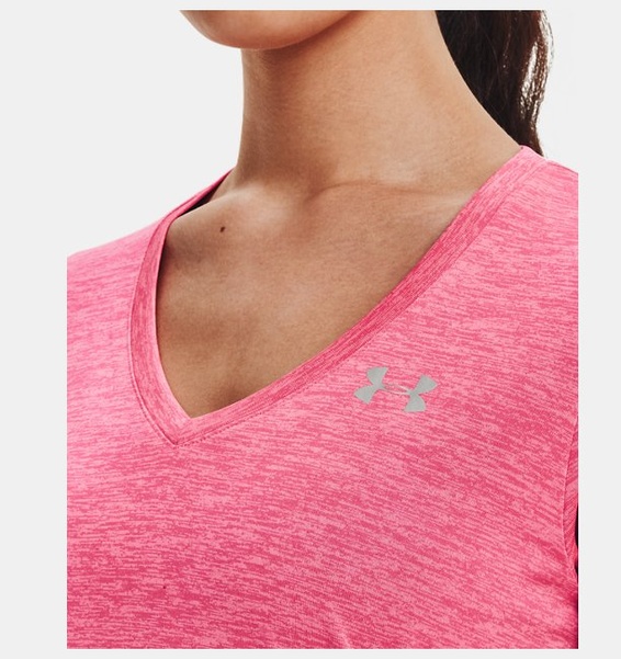 Pembe Kadın UA Tech™ Twist V-Yaka T-shirt