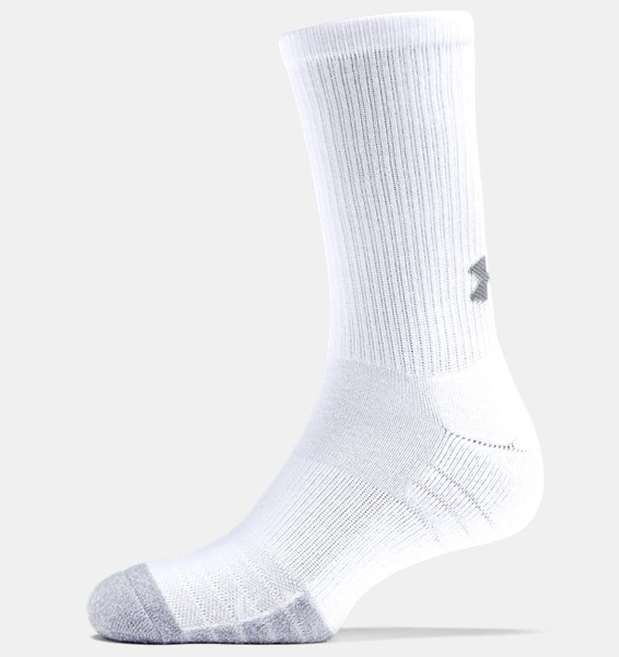 Beyaz Yetişkin HeatGear® Crew Çorap 3'lü Paket