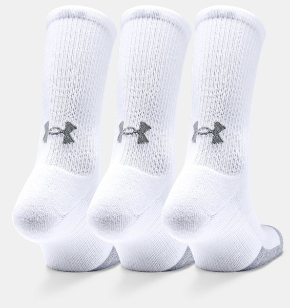 Beyaz Yetişkin HeatGear® Crew Çorap 3'lü Paket