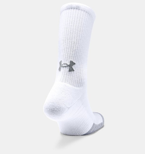 Beyaz Yetişkin HeatGear® Crew Çorap 3'lü Paket