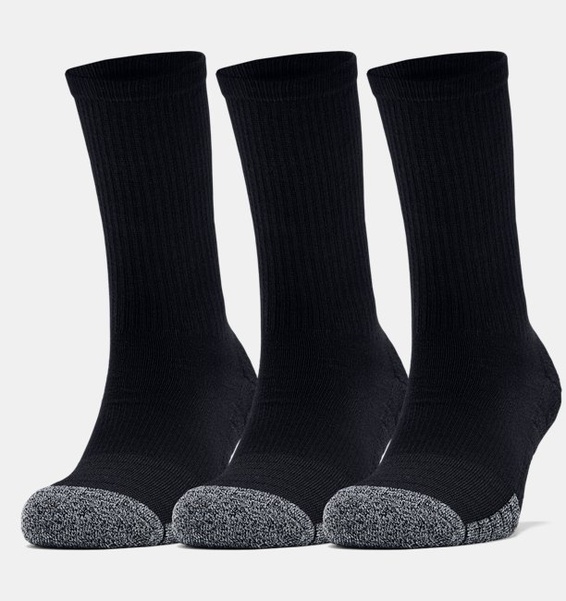 Siyah Yetişkin HeatGear® Crew Çorap 3'lü Paket