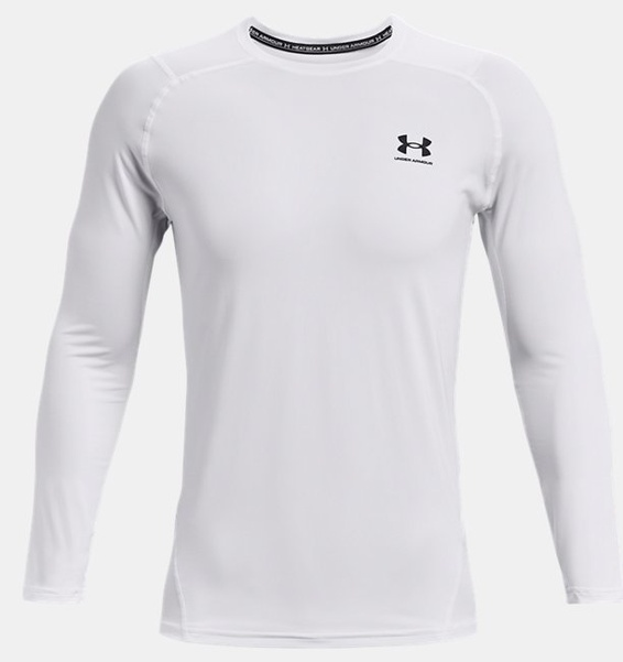 Beyaz Erkek HeatGear® Armour Fitted Uzun Kollu