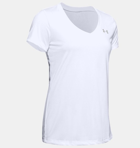 Beyaz Kadın UA Tech™ V-Yaka T-shirt