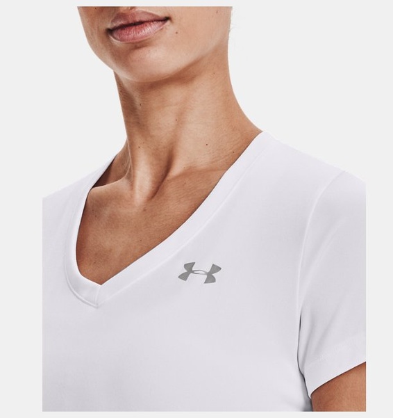 Beyaz Kadın UA Tech™ V-Yaka T-shirt