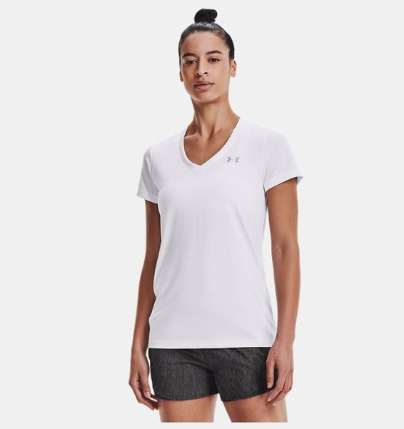 Beyaz Kadın UA Tech™ V-Yaka T-shirt