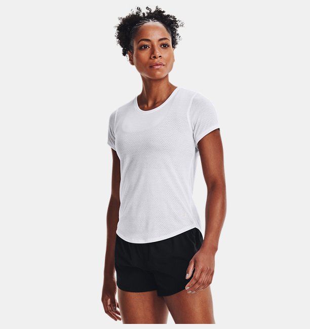 Kadın UA Streaker Koşu Kısa Kollu T-shirt Beyaz