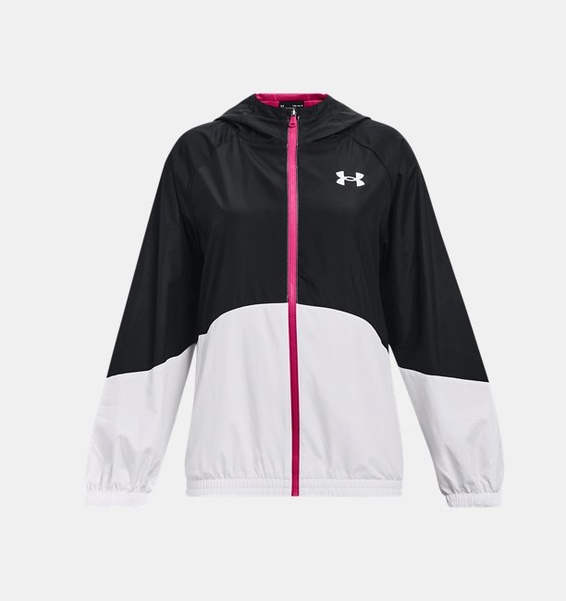 Siyah Kız Çocuk UA Dokuma Tam Boy Fermuarlı Mont