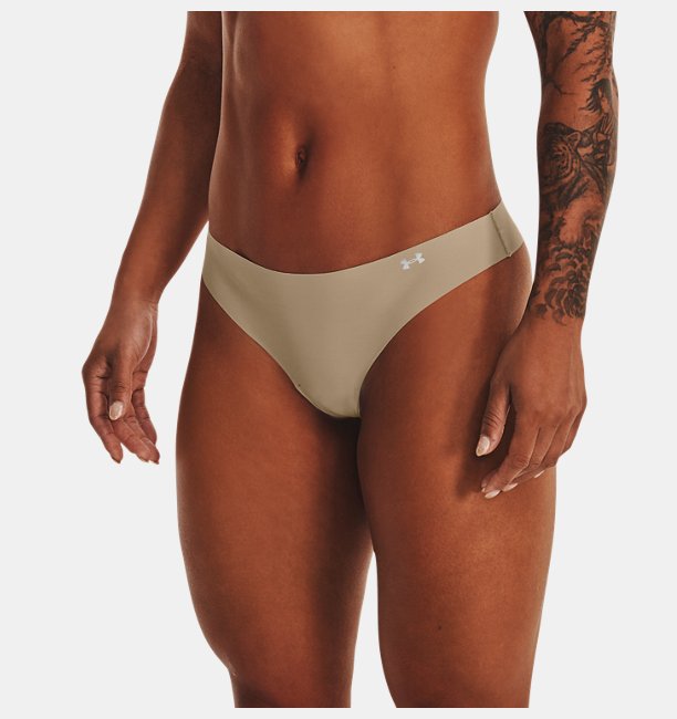 Kadın UA Pure Stretch Tanga 3'lü Paket Bej