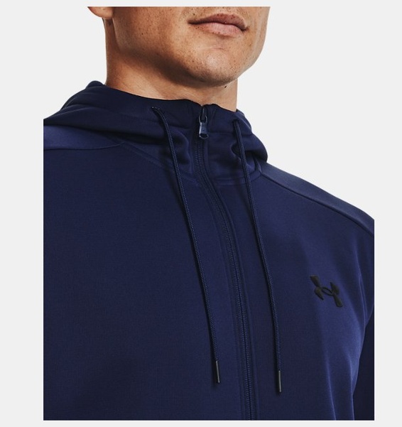 Lacivert Erkek UA Armour Fleece Tam Fermuarlı Kapüşonlu Üst