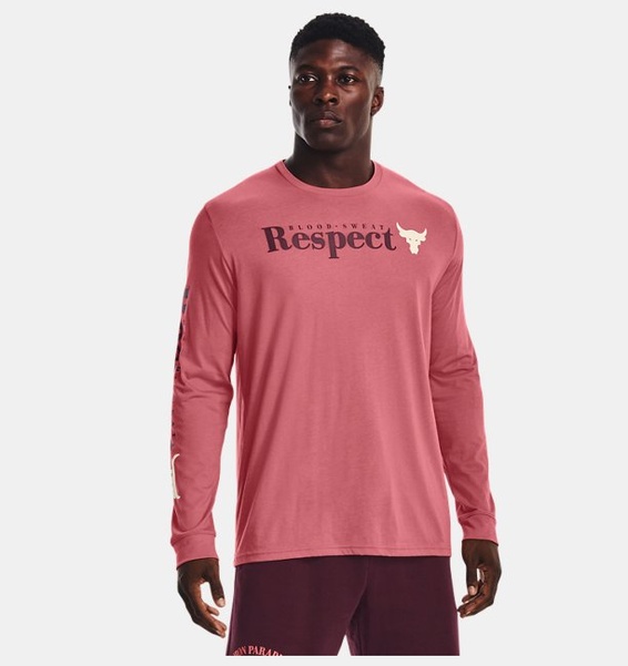 Pembe Erkek Project Rock Respect Uzun Kollu T-shirt