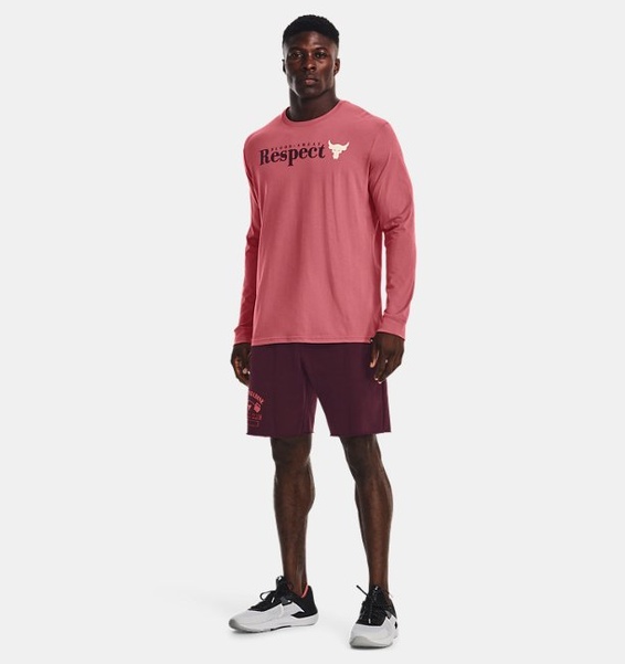 Pembe Erkek Project Rock Respect Uzun Kollu T-shirt
