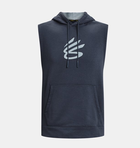 Gri Erkek Curry Fleece Kolsuz Kapüşonlu Üst