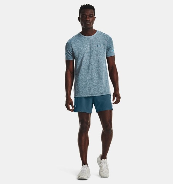 Mavi Erkek UA Dikişsiz Stride Kısa Kollu T-shirt