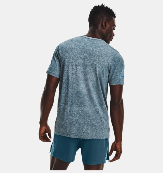 Mavi Erkek UA Dikişsiz Stride Kısa Kollu T-shirt