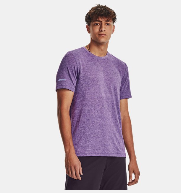 Erkek UA Dikişsiz Stride Kısa Kollu T-shirt Mor