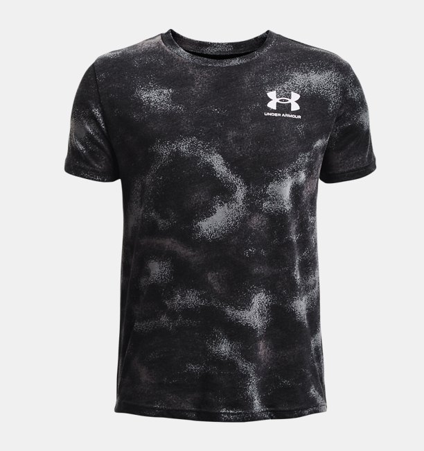 Erkek Çocuk UA Sportstyle Baskılı Kısa Kollu Siyah