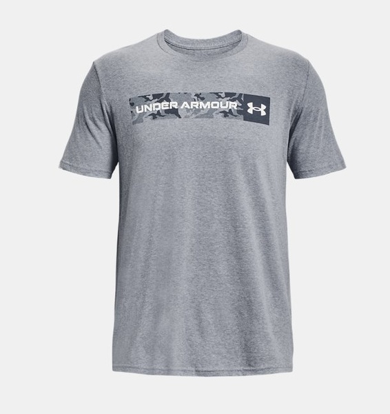 Gri Erkek UA Camo Chest Stripe Kısa Kollu T-shirt