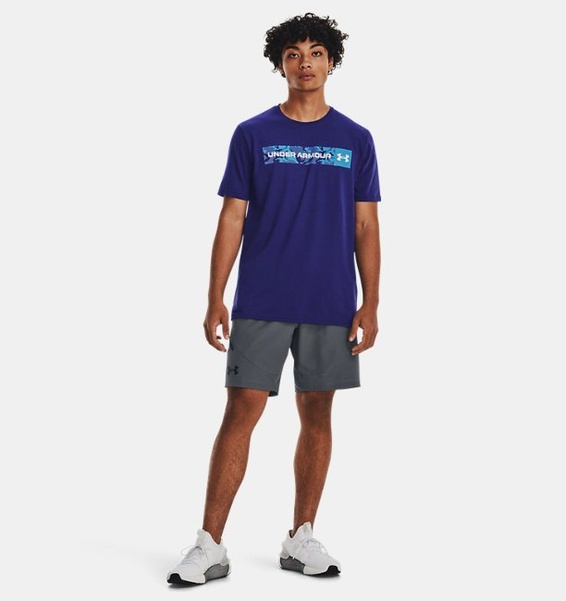 Mavi Erkek UA Camo Chest Stripe Kısa Kollu T-shirt