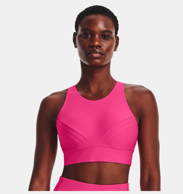 Kadın UA Infinity Mid Pintuck Spor Sütyeni Pembe