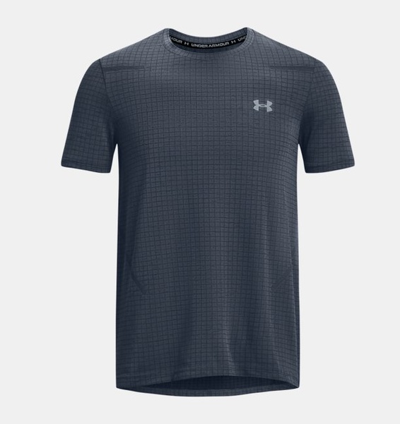 Gri Erkek UA Vanish Dikişsiz Grid Kısa Kollu T-shirt