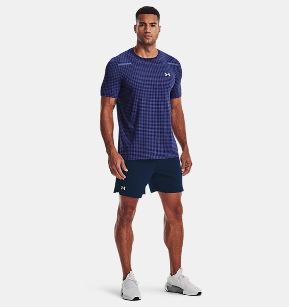 Mavi Erkek UA Vanish Dikişsiz Grid Kısa Kollu T-shirt