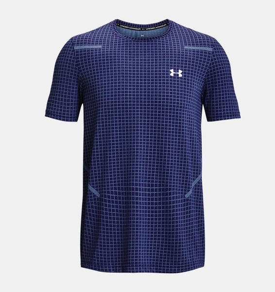 Mavi Erkek UA Vanish Dikişsiz Grid Kısa Kollu T-shirt