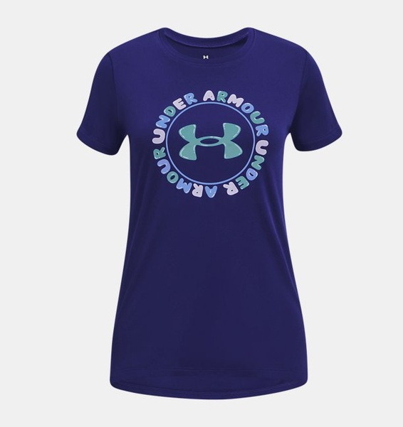 Mavi Kız Çocuk UA Tech™ Twist Wordmark Kısa Kollu